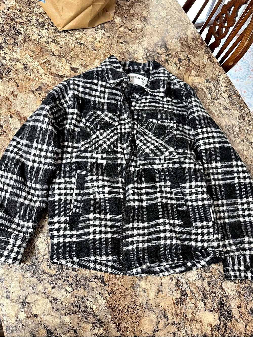 Sovereign Code Plaid Jacket in Black & White Size Small Like New